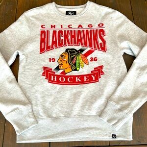 Chicago Blackhawks NHL Team Cross Crew Sweatshirt 47 Brand Crewneck Sweatshirt S